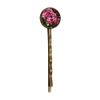 Pink Flowers Beautiful Green Leaves Retro Metal Hair Bobby Pin Headwear view 1