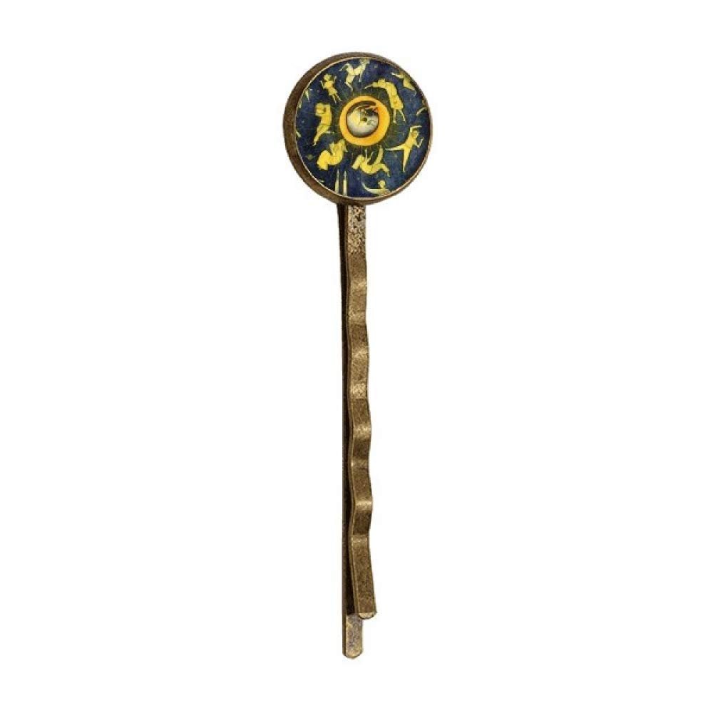Miaoji Painting Watercolor Cat Moon People Retro Metal Hair Bobby Pin Headwear