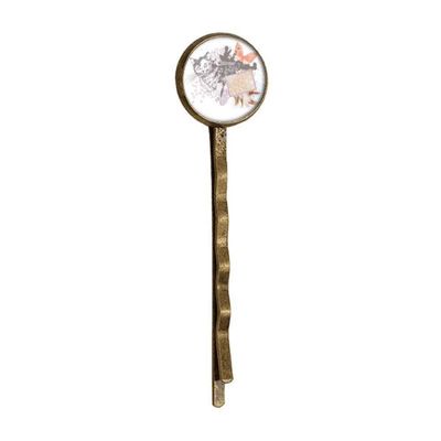 Little Cat and Butterfly in Ink-painting Retro Metal Hair Bobby Pin Headwear