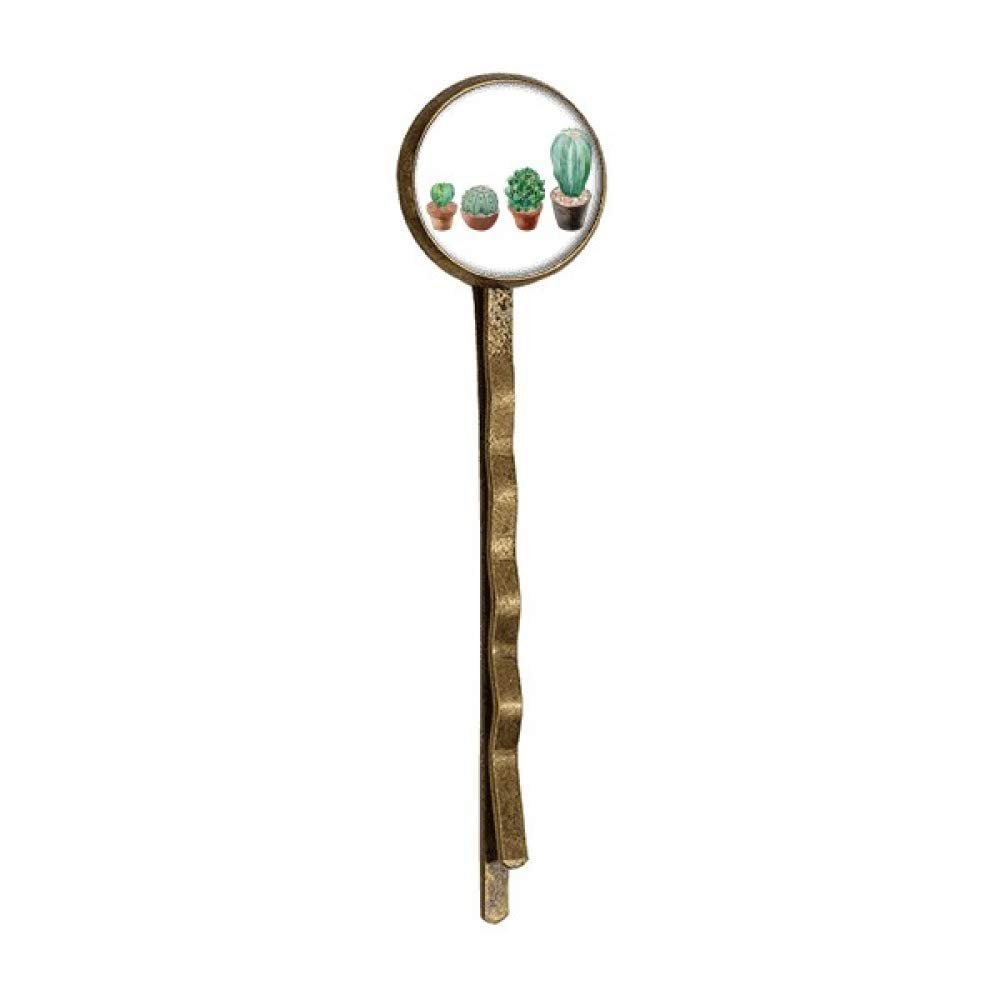 Succulents Cactus Potted Plant Illustration Retro Metal Hair Bobby Pin Headwear