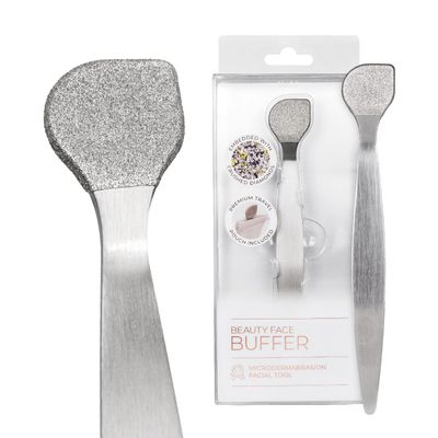 Lindo Beauty Buffer - Microdermabrasion Tool, Diamond Infused, Embedded Silicone Lip Scrubber, for Smooth Skin, Radiant Complexion, Travel Pouch Included (Beauty Buffer)