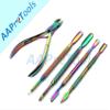 AAProTools Cuticle Pusher Remover with Nipper Rainbow Stainless Steel Manicure Nail Art Tool Set view 2
