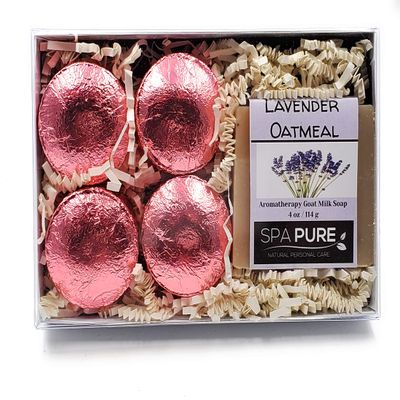 Spa Pure Aromatherapy Gift Set: Lavender Large Artisan soap, 4 Shower Steamers, made with plant based ingredients, essential oils, all natural