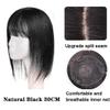 100% Real Human Hair Topper with Bangs Silktop Topper Hair Piece Clip in Hair Toppers Straight Middle Part Top Hairpiece for Women with Hair Loss Thinning Hair,12" Natural Black view 2