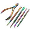PRECISE CANADA: CUTICLE PUSHER REMOVER WITH NIPPER RAINBOW STAINLESS STEEL MANICURE NAIL ART TOOL SET view 1