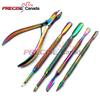 PRECISE CANADA: CUTICLE PUSHER REMOVER WITH NIPPER RAINBOW STAINLESS STEEL MANICURE NAIL ART TOOL SET view 2