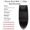 Anrosa Yaki Clip ins Hair Extensions Clip in Human Hair 1B Natural Color Straight Yaki Hair Clip in Extensions for African American Black Women 22 Inch 120 Gram view 2