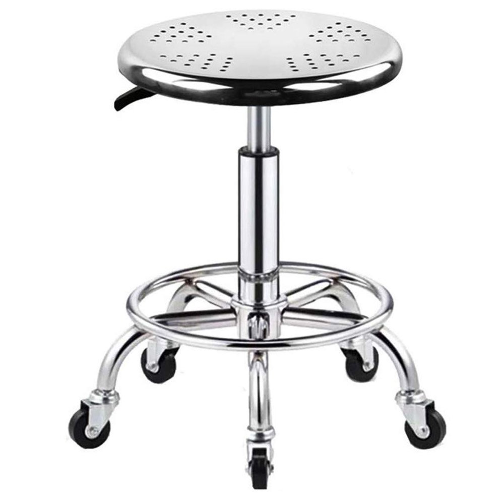 Shop stools with Wheels Heavy Duty 400lbs,Stainless Steel Structure Heavy Duty Rolling stools for Work Bench, Adjustable Swivel Stool Medical On 5 Wheels, lab Stool Round Cushion