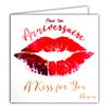 A Kiss for You Birthday Card Square Red Lip Kisses Shiny Pink Lipstick view 1