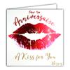A Kiss for You Birthday Card Square Red Lip Kisses Shiny Pink Lipstick view 2