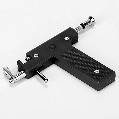 (98 Pcs) Ear Piercing Gun Tool Set with Ears Studs and Silicone Backs, Professional Painless Hole Tool kit, Stainless Steel Piercing Tool Kit (Black)