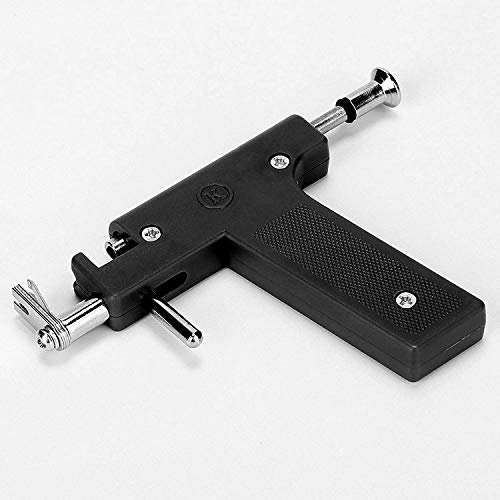 (98 Pcs) Ear Piercing Gun Tool Set with Ears Studs and Silicone Backs, Professional Painless Hole Tool kit, Stainless Steel Piercing Tool Kit (Black)
