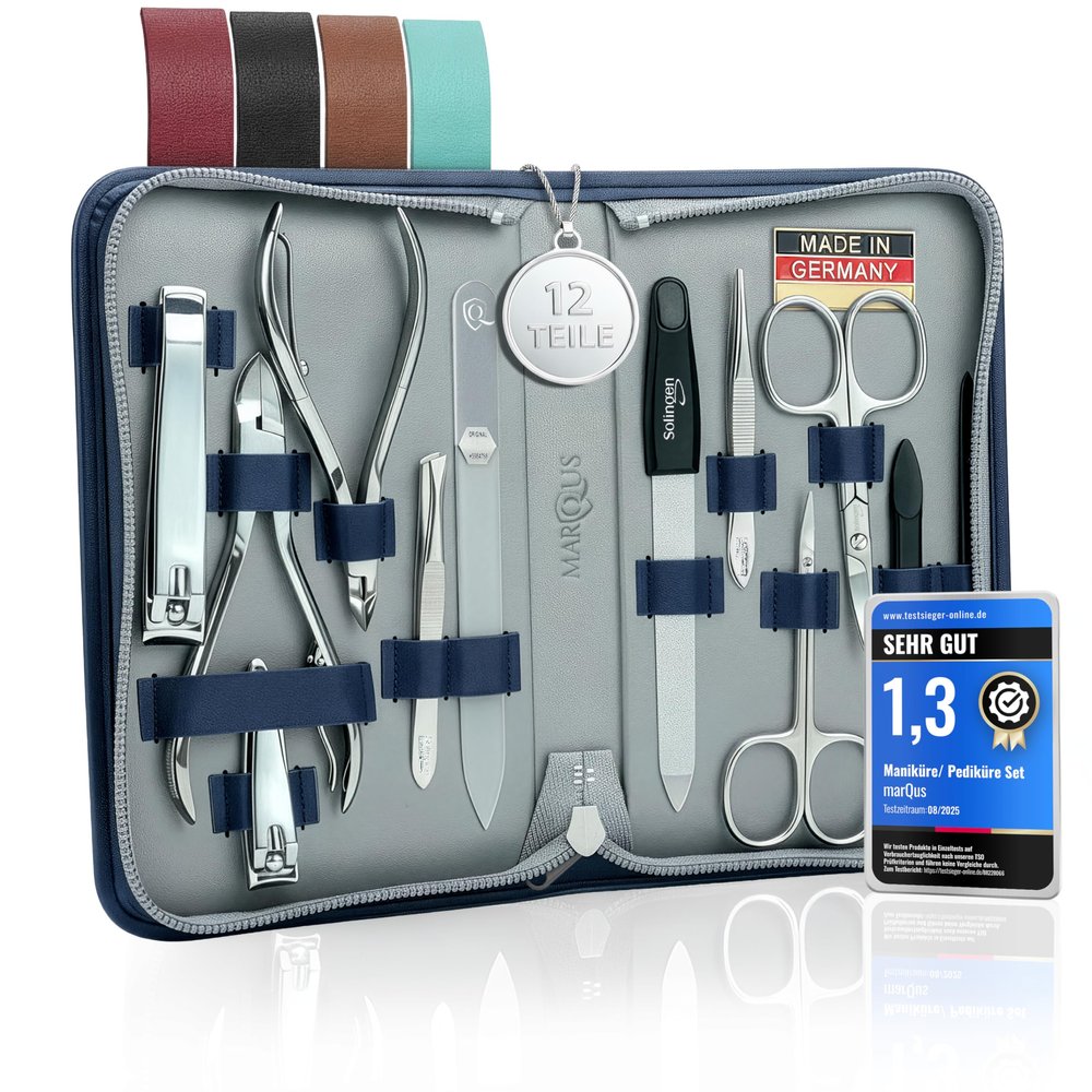 Manicure Set Women and Men  12-Piece Professional Grooming Kit with Premium Tools, Genuine Leather Case, and exclusive Glass Nail File for Hand & Foot Care, German Quality
