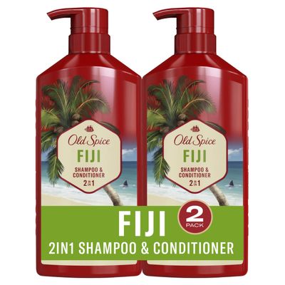 Old Spice Fiji 2-in-1 Shampoo and Conditioner Set for Men, Coconut & Tropical Wood Scent, Healthier, Fuller, More Moisturized Looking Hair, 21.9 Fl Oz Each, Twin Pack