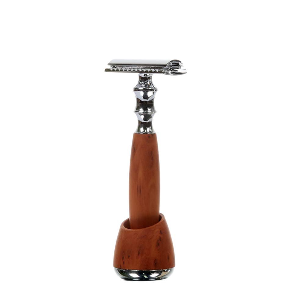 Lasamot Razor Shaving Kit Double Edge Safety Razor with Stand Aluminum Alloy Handle Manual Beard/Mustache Removal Tool Kit