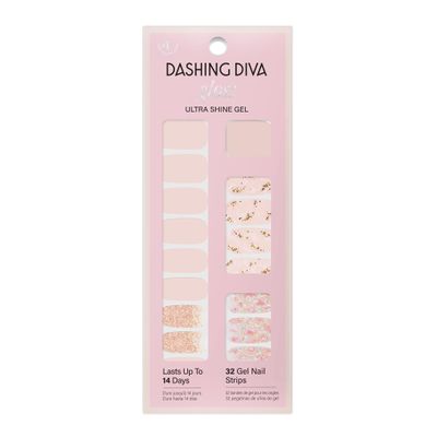 Dashing Diva Gloss Nail Strips - Crystal Clear - UV Free, Chip Resistant, Long Lasting Gel Stickers - Contains 32 Wraps, 1 Prep Pad, 1 File