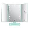 deweisn Tri-Fold Lighted Vanity Tabletop Mount Mirror with 21 LED Lights, Touch Screen and 3X/2X/1X Magnification, Two Power Supply Mode Make up Mirror,Travel Mirror view 1