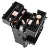 3 in 1 Rolling Makeup Train Case, Portable Multifunction Professional Large Aluminum Trolley Cosmetic Jewelry Organizer Box With Wheels/Mirror/Shoulder Strap/Locks (Black) view 2