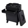 3 in 1 Rolling Makeup Train Case, Portable Multifunction Professional Large Aluminum Trolley Cosmetic Jewelry Organizer Box With Wheels/Mirror/Shoulder Strap/Locks (Black) view 4
