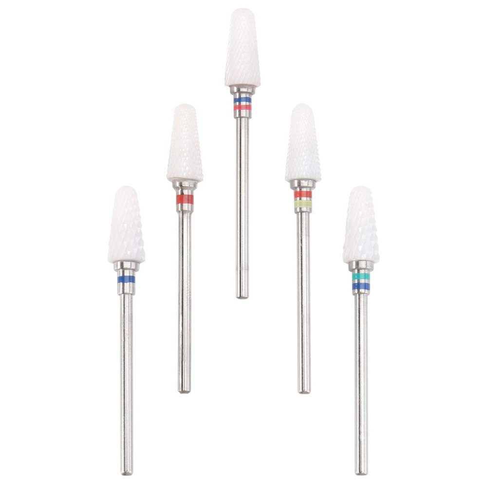 Beaupretty 5pcs Ceramic Nail Drill Bits for Electric Nail File High Wear Impact Resistance Lightweight Manicure Tools for Salon Art Random Colors Included