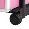 Aluminum Rolling Makeup Train Case, 4 in 1 Lockable Makeup Case Trolley Cosmetic Organizer, Multifunction Travel Storage Case, With 2 Wheels, Locks - Pink view 2