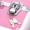 Aluminum Rolling Makeup Train Case, 4 in 1 Lockable Makeup Case Trolley Cosmetic Organizer, Multifunction Travel Storage Case, With 2 Wheels, Locks - Pink view 3