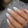 EDA LUXURY BEAUTY NUDE WHITE OMBRE FRENCH GLAMOROUS DESIGN Full Cover Press On Gel Glitter Artificial Tips Acrylic Extreme False Nails Extra Long Round Pointed Almond Stiletto Super Fashion Fake Nails view 1