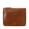 Maxwell Scott - Womens Luxury Designer Leather Flat Makeup Bag Purse - Handmade in Italy - The Zeta Chestnut Tan view 1