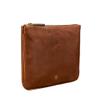 Maxwell Scott - Womens Luxury Designer Leather Flat Makeup Bag Purse - Handmade in Italy - The Zeta Chestnut Tan view 4