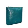 Maxwell Scott - Womens Luxury Designer Leather Flat Makeup Bag Purse - Handmade in Italy - The Zeta Petrol Blue view 4