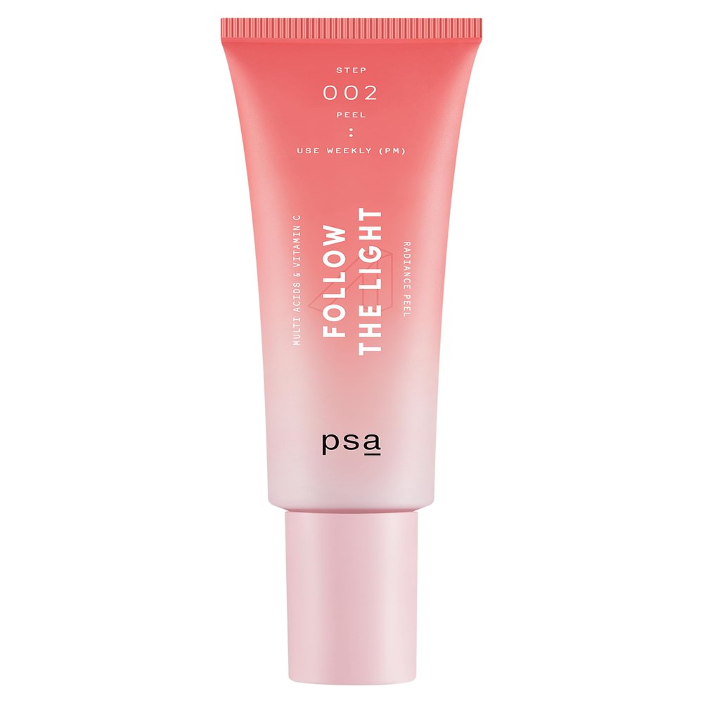 PSA - FOLLOW THE LIGHT Multi Acids & Vitamin C Peel | Glycolic + Lactic Acid, Vitamin C, Pomegranate Enzymes | Suitable for All Skin Types (50 mL | 1.7 oz)