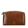 Maxwell Scott - Personalized Womens Luxury Leather Large Makeup Cosmetic Bag - The Chia Large - Chestnut Tan view 1