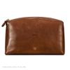 Maxwell Scott - Personalized Womens Luxury Leather Large Makeup Cosmetic Bag - The Chia Large - Chestnut Tan view 2