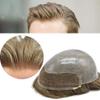 French Lace Front Mens Toupee Hairpiece Poly Skin PU Hair Replacement System Bleach Knot Wig (8 * 10, #1B10 Off Black+10% Gray 120%) view 1