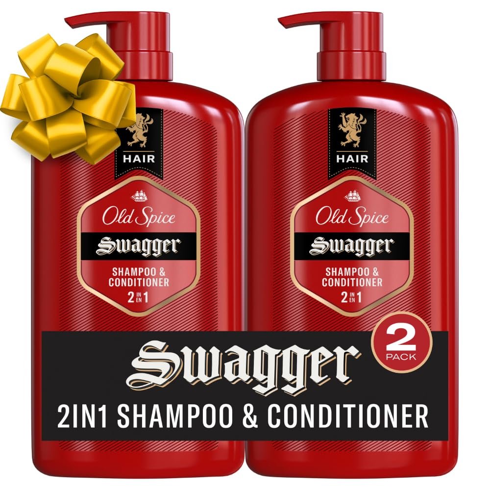 Old Spice Swagger 2-in-1 Shampoo and Conditioner Set for Men, Cedarwood Lime Scent, Healthier, Fuller, More Moisturized Looking Hair, Barbershop Quality, 29.2 Fl Oz Each, Twin Pack