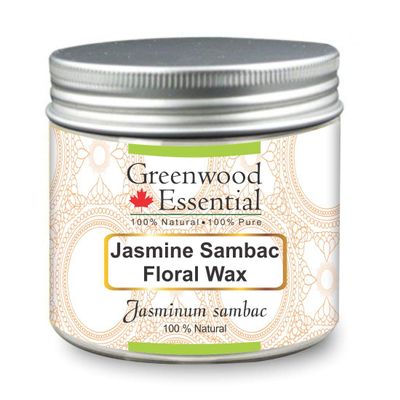 Greenwood Essential Pure Jasmine Sambac Floral Wax (Jasminum sambac) 100% Natural Therapeutic Grade 100gm (3.5 oz)
