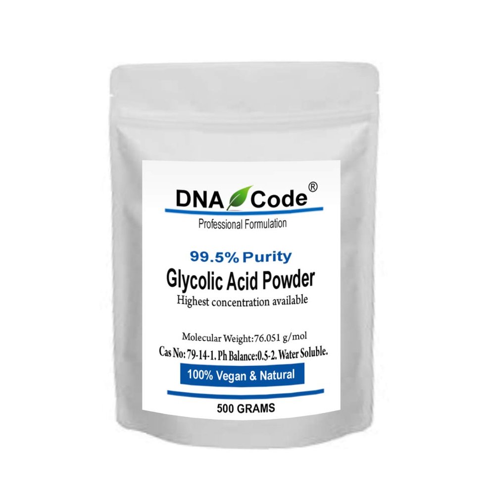DNA Code- DIY Glycolic Crystal Powder 99.5% Purity, Cosmetic Grade. Make Your Own Peel/Mask and Add to Cream, Moisturizer (500 GRAM)