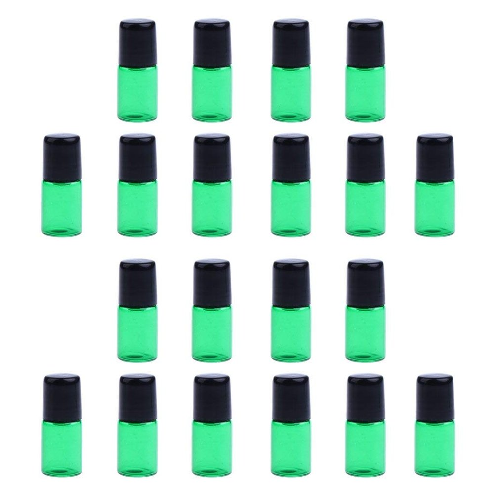 20 x Empty Glass Bottles Essential Oil Bottle Aromatherapy Laboratories Dropper Tubes Green 3ml