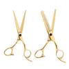 2 Pieces 6.5" Professional Salon Hair Cutting Thinning Scissors Shears Hairdressing Set Stainless Steel Gold view 1