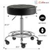 CoVibrant Lockable Rolling Stool with Noiseless Rubber Wheels & Footrest - Adjustable Swivel Stool Chair for Kitchen, Medical, Workshop, Salon, Tattoo, Office (Black, 20"-27") view 3