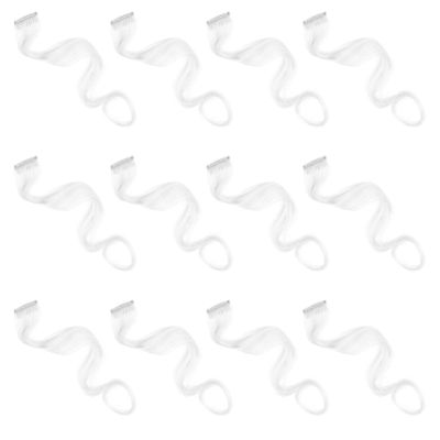 12pcs Long Curly Hair Extensions Hairpin Domestic Silk Child White Straight Hair