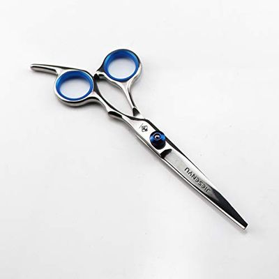 JIESENYU 6 inch personality handle diamond fashion generous hairdressing scissors professional hair stylist special cut bangs cut thin scissors set tool Blue screw (Cutting Scissors)