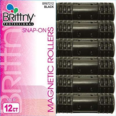 Brittny Snap-On Magnetic Rollers - Black 12 Count Medium (Pack of 3)