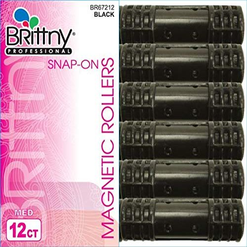 Brittny Snap-On Magnetic Rollers - Black 12 Count Medium (Pack of 3)