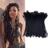 100% Human Hair Dreadlocks Handmade Locs Samll Size 0.4cm Width Pencil Size 60 per Bundles Natural Black #1B 6inch view 1