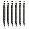 Ownest 6Pcs Eyeliner Stamp, Double-End Eyeliner Stamp Pen, Waterproof Eye Liner Tattoo Makeup-Smiley+Triangle+Heart+Star+Moon+Flower view 1