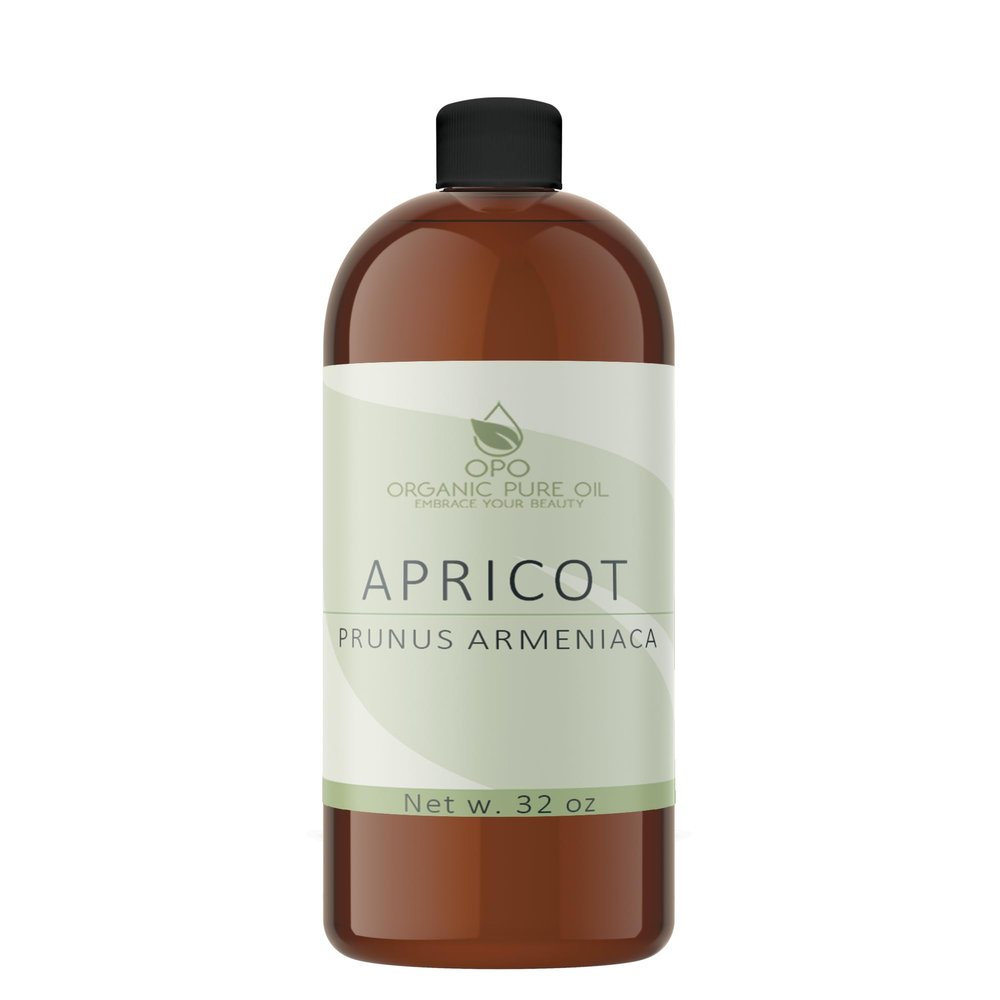 OPO Apricot Kernel Oil - Pure, Cold Pressed, Unrefined, Raw - Bitter Scent Kernal - Perfect for Massage, Skin, Hair & Body Care 32 OZ