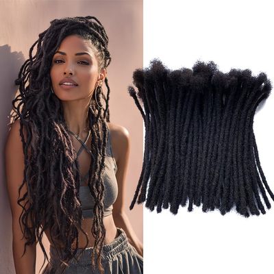 100% Human Hair Dreadlocks Handmade Locs Samll Size 0.4cm Width Pencil Size 60 per Bundles Natural Black #1B 8inch