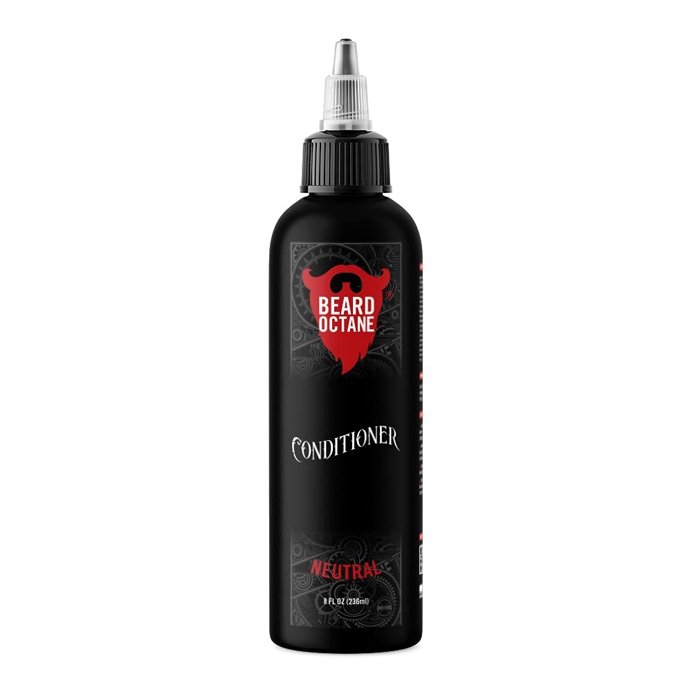 Beard Octane: Neutral Beard Conditioner w/Biotin & Provitamin B5-8 oz - Repair & Soften Damaged Beard Hair - Contains Argan Oil & Aloe Vera - Made in USA - Stocking Stuffer Gift For Men Dad