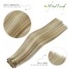 WindTouch Clip in Hair Extensions Real Human Hair Balayage Mixed Bleach Blonde Hair Extensions 15Inch 75g 7PCS Highlights Straight Blonde Clip in Extensions for Women view 2